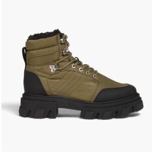 Ganni Faux Shearling-Lined Shell Hiking Boots